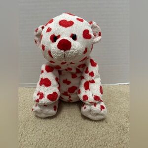 TY Pluffies Dreamsy White Bear with Red Hearts Plush 9"
